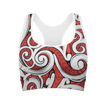 Maori Kowhaiwhai Tribal Polynesian Print Women's Sports Bra