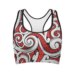 Maori Kowhaiwhai Tribal Polynesian Print Women's Sports Bra