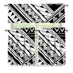 Maori Polynesian Tattoo Pattern Print 3 Piece Kitchen Curtains