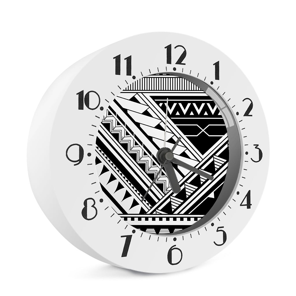 Maori Polynesian Tattoo Pattern Print Alarm Clock