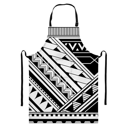 Maori Polynesian Tattoo Pattern Print Bib Apron With Pocket