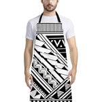 Maori Polynesian Tattoo Pattern Print Bib Apron With Pocket