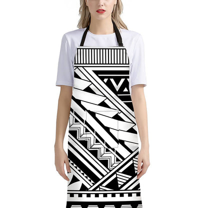 Maori Polynesian Tattoo Pattern Print Bib Apron With Pocket