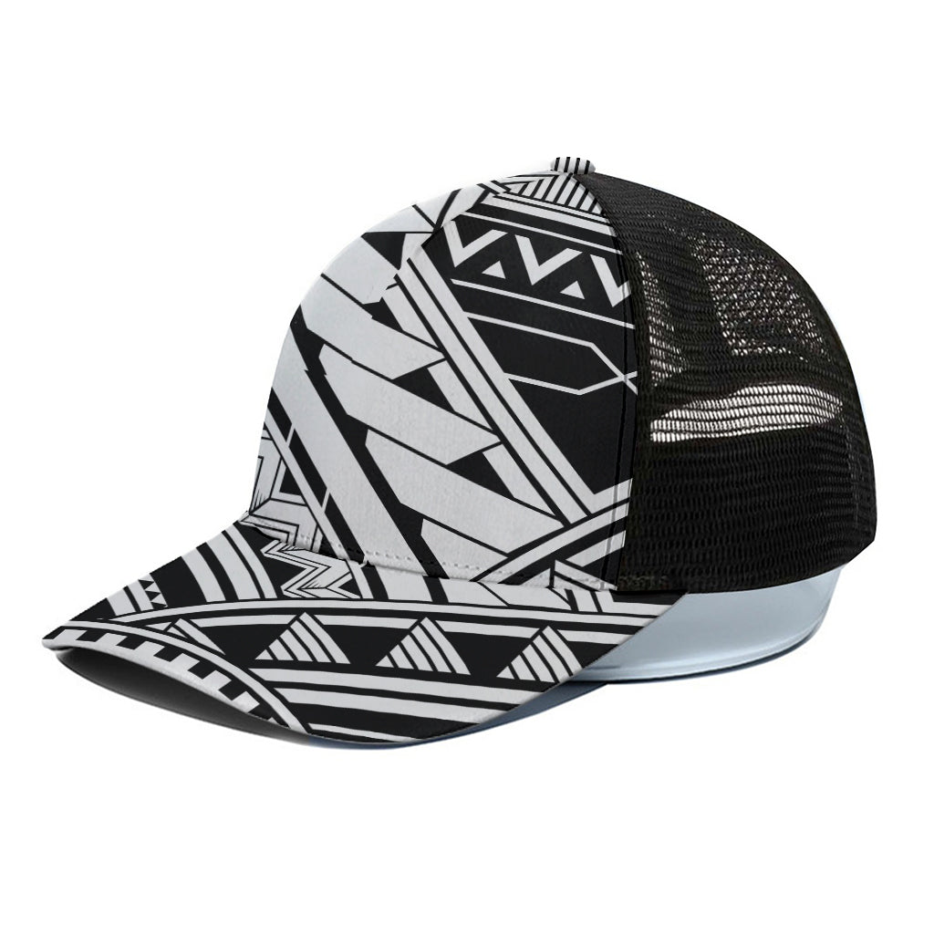 Maori Polynesian Tattoo Pattern Print Black Mesh Trucker Cap