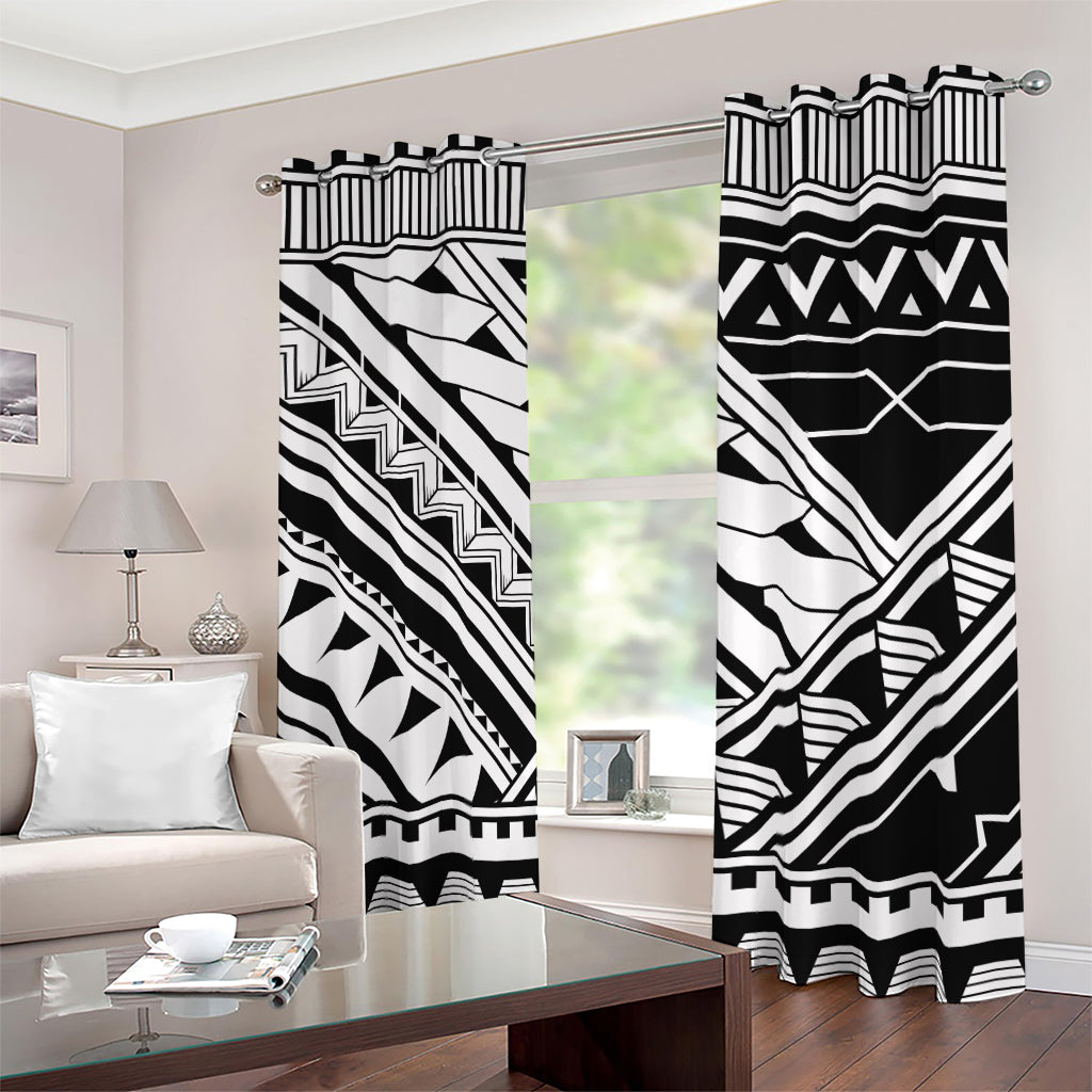 Maori Polynesian Tattoo Pattern Print Blackout Grommet Curtains