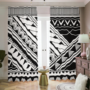 Maori Polynesian Tattoo Pattern Print Blackout Pencil Pleat Curtains