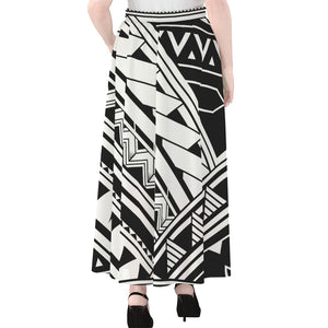 Maori Polynesian Tattoo Pattern Print Chiffon Maxi Skirt