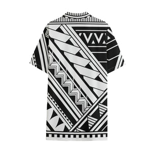 Maori Polynesian Tattoo Pattern Print Cotton Hawaiian Shirt