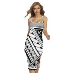 Maori Polynesian Tattoo Pattern Print Cross Back Cami Dress