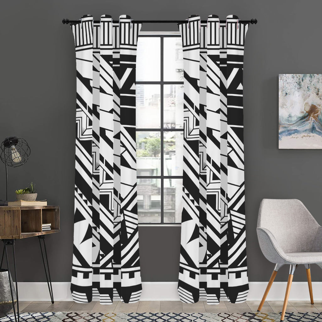 Maori Polynesian Tattoo Pattern Print Curtain