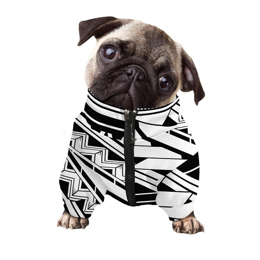Maori Polynesian Tattoo Pattern Print Dog Zip Up Jacket