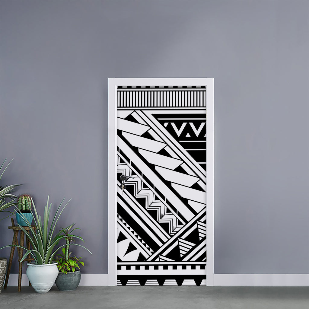 Maori Polynesian Tattoo Pattern Print Door Sticker