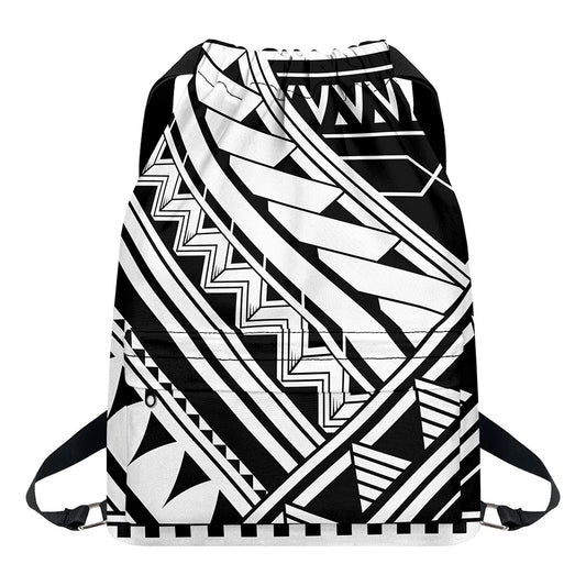 Maori Polynesian Tattoo Pattern Print Drawstring Backpack