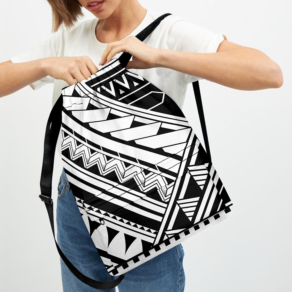 Maori Polynesian Tattoo Pattern Print Drawstring Backpack