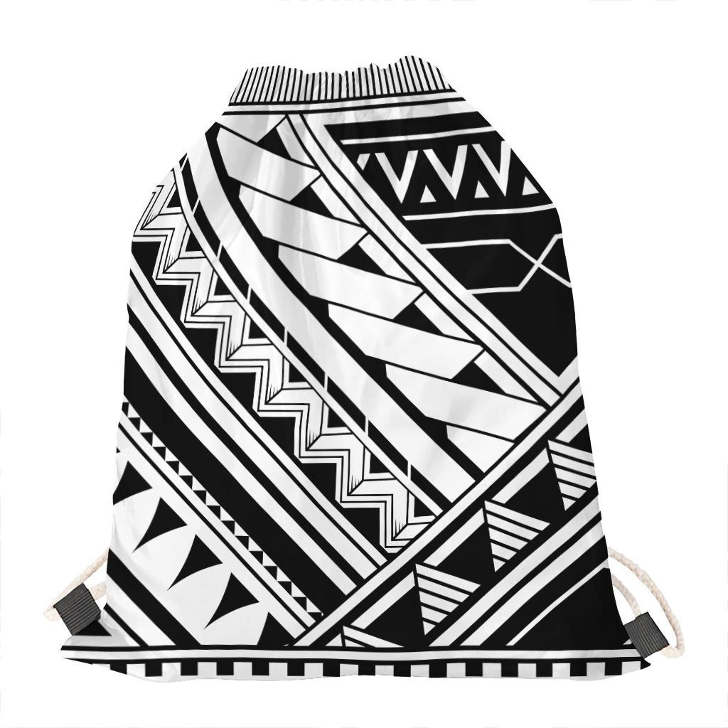 Maori Polynesian Tattoo Pattern Print Drawstring Bag