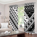 Maori Polynesian Tattoo Pattern Print Extra Wide Grommet Curtains