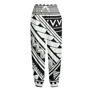 Maori Polynesian Tattoo Pattern Print Fleece Lined Knit Pants