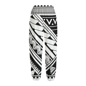 Maori Polynesian Tattoo Pattern Print Fleece Lined Knit Pants