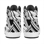 Maori Polynesian Tattoo Pattern Print High Top Leather Sneakers