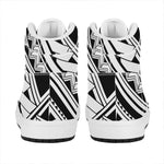 Maori Polynesian Tattoo Pattern Print High Top Leather Sneakers