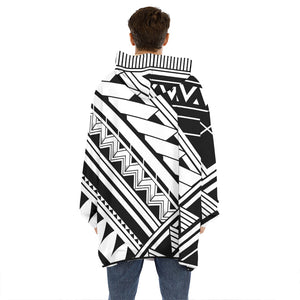 Maori Polynesian Tattoo Pattern Print Hoodie Blanket