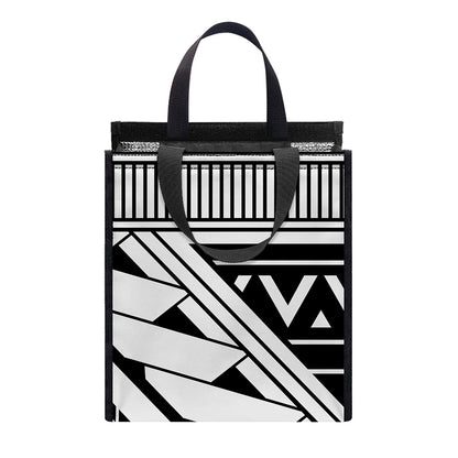 Maori Polynesian Tattoo Pattern Print Insulated Lunch Tote