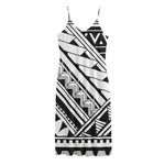 Maori Polynesian Tattoo Pattern Print Jersey Midi Cami Dress