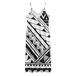 Maori Polynesian Tattoo Pattern Print Jersey Midi Cami Dress