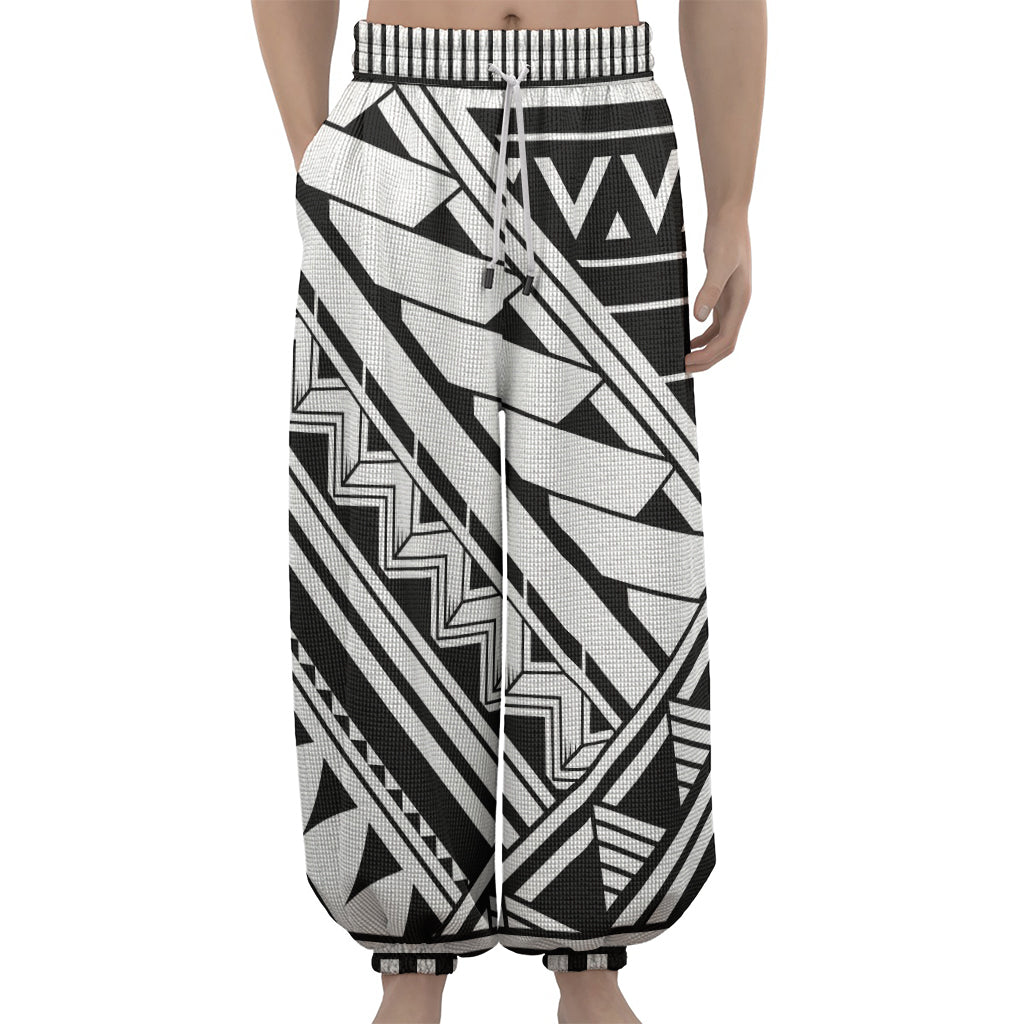 Maori Polynesian Tattoo Pattern Print Lantern Pants