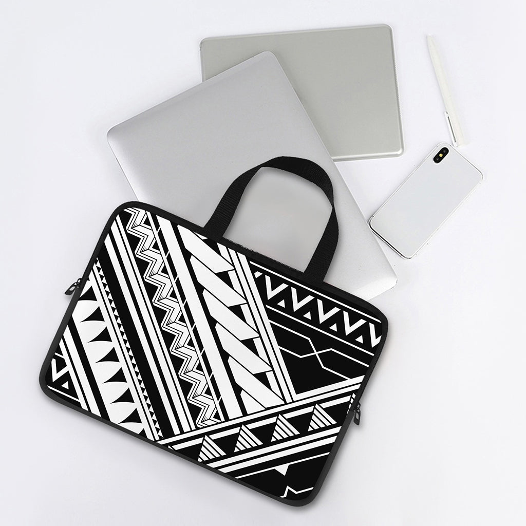 Maori Polynesian Tattoo Pattern Print Laptop Sleeve With Handle