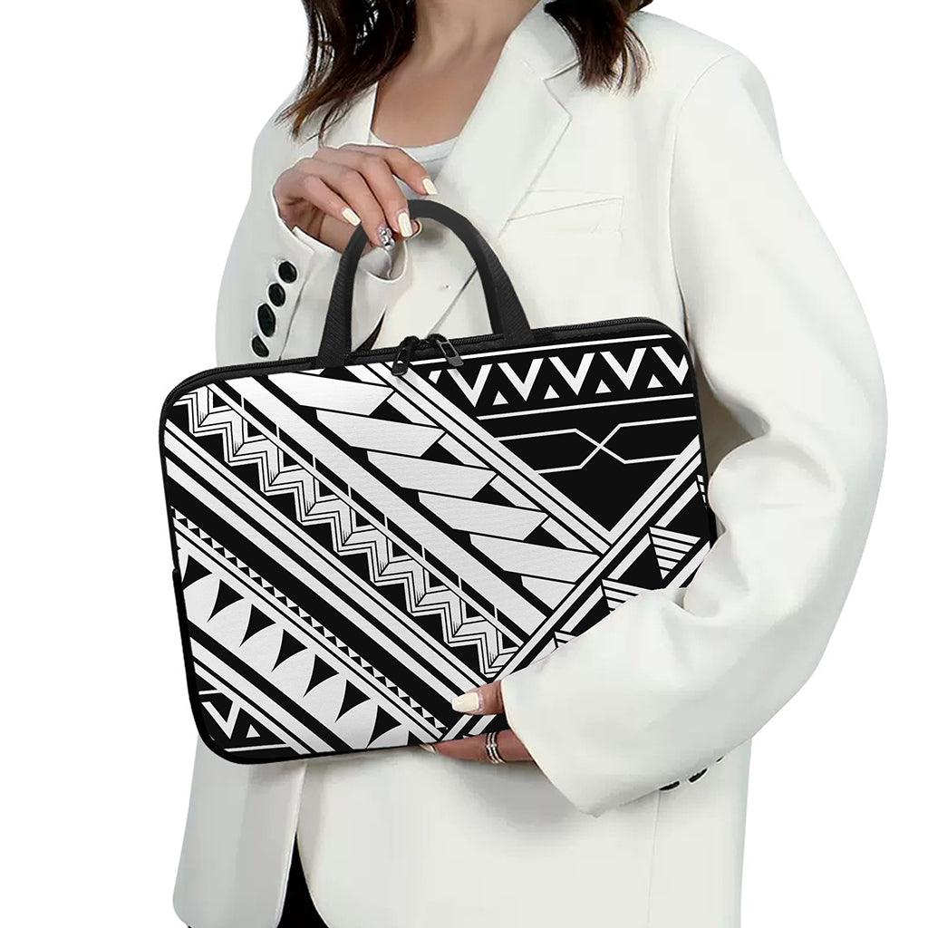 Maori Polynesian Tattoo Pattern Print Laptop Sleeve With Handle