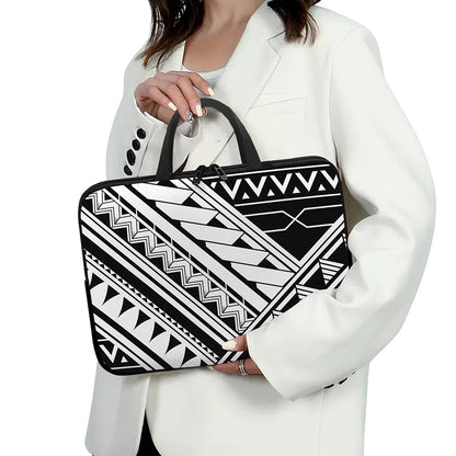 Maori Polynesian Tattoo Pattern Print Laptop Sleeve With Handle