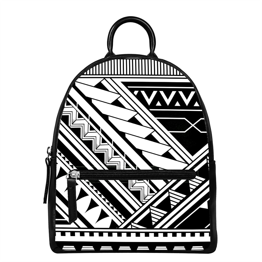 Maori Polynesian Tattoo Pattern Print Leather Backpack