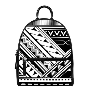 Maori Polynesian Tattoo Pattern Print Leather Backpack