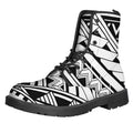 Maori Polynesian Tattoo Pattern Print Lace-Up Boots