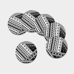 Maori Polynesian Tattoo Pattern Print Leather Coaster Set