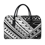 Maori Polynesian Tattoo Pattern Print Leather Duffle Bag