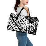Maori Polynesian Tattoo Pattern Print Leather Duffle Bag