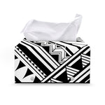 Maori Polynesian Tattoo Pattern Print Leather Tissue Box Cover