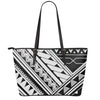 Maori Polynesian Tattoo Pattern Print Leather Tote Bag