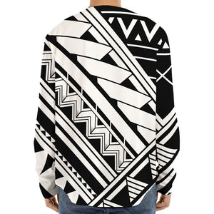 Maori Polynesian Tattoo Pattern Print Long Sleeve Baseball Jersey