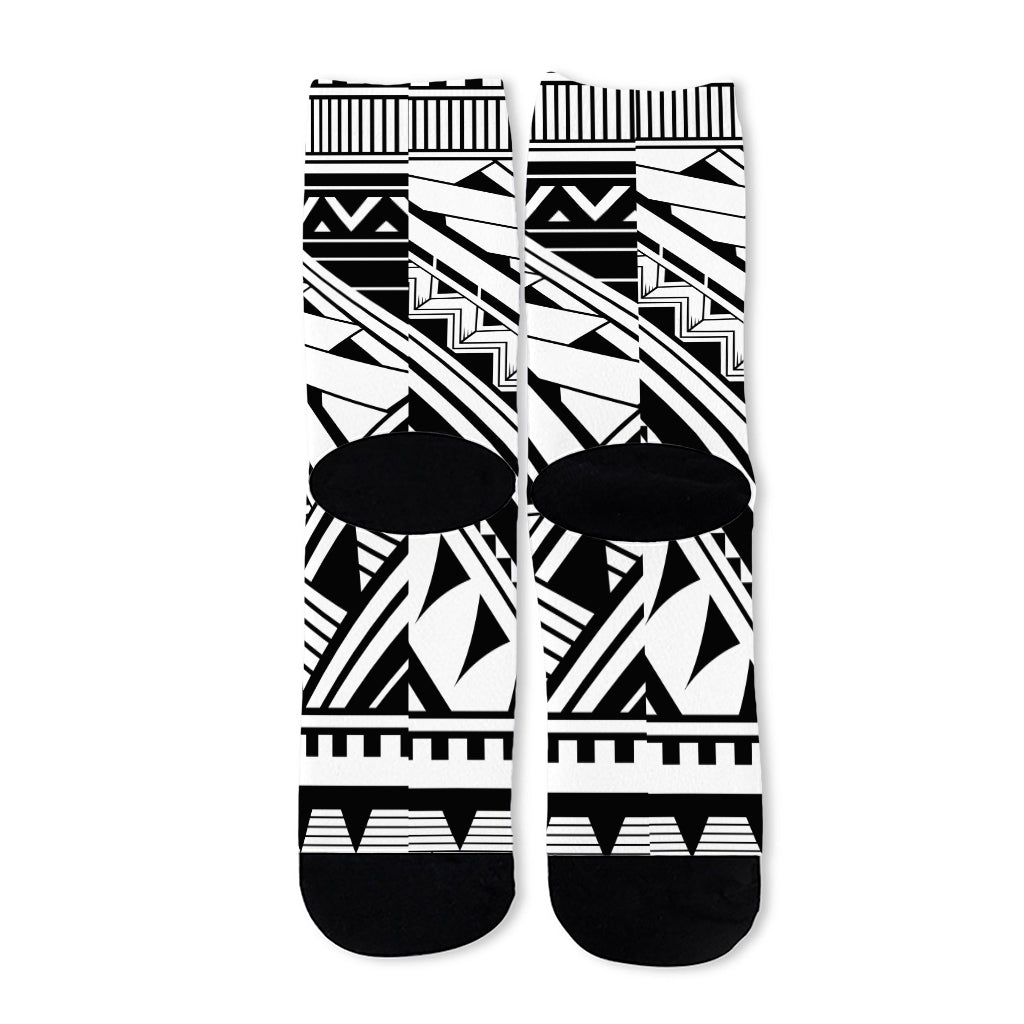 Maori Polynesian Tattoo Pattern Print Long Socks