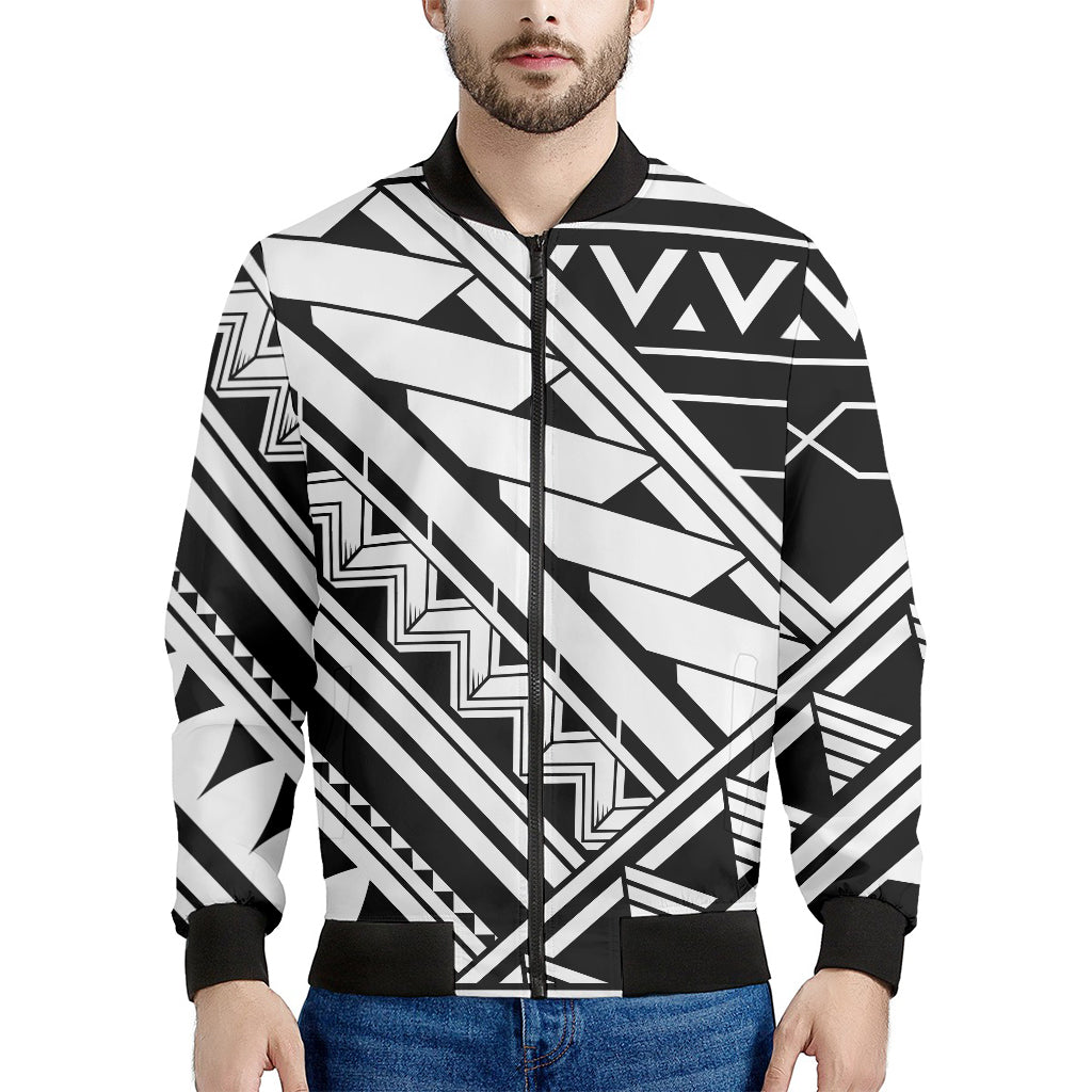 Maori Polynesian Tattoo Pattern Print Men's Bomber Jacket