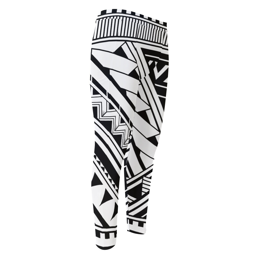 Maori Polynesian Tattoo Pattern Print Men's Compression Pants