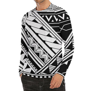 Maori Polynesian Tattoo Pattern Print Men's Long Sleeve Rash Guard