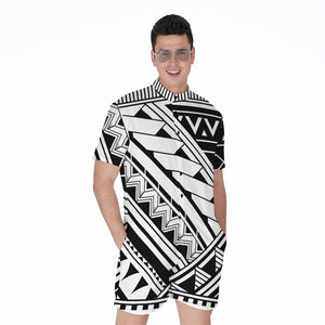 Maori Polynesian Tattoo Pattern Print Men's Rompers