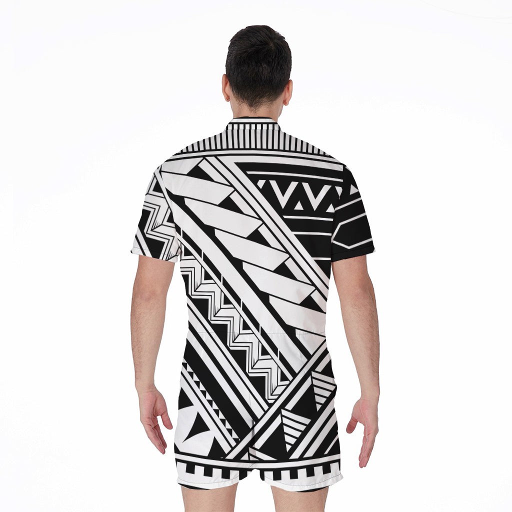 Maori Polynesian Tattoo Pattern Print Men's Rompers