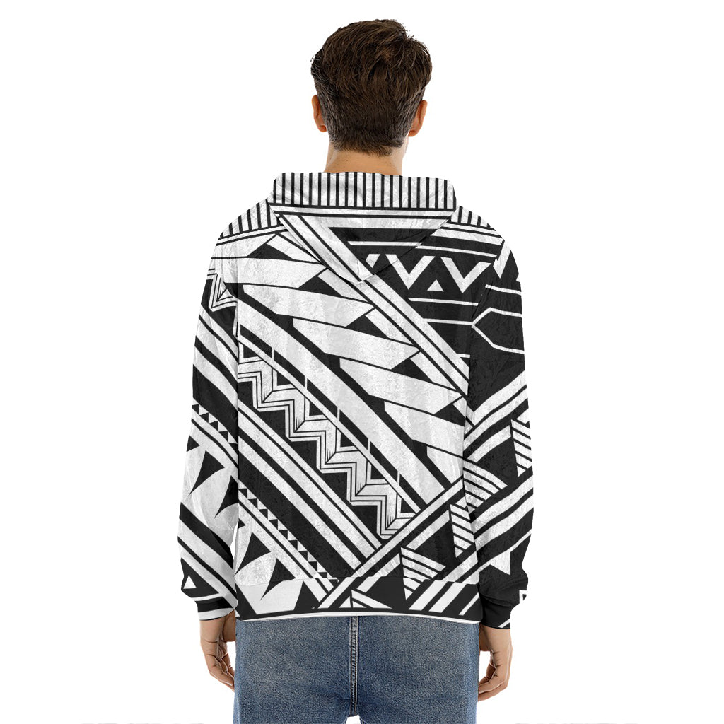 Maori Polynesian Tattoo Pattern Print Men's Velvet Pullover Hoodie