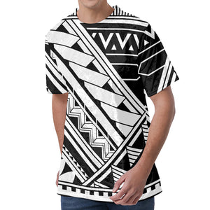 Maori Polynesian Tattoo Pattern Print Men's Velvet T-Shirt