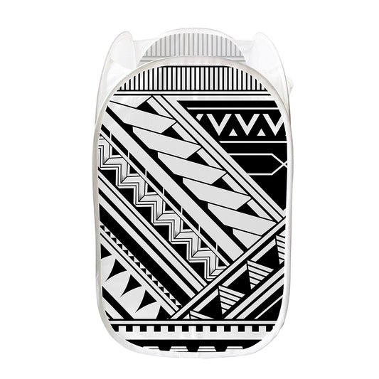 Maori Polynesian Tattoo Pattern Print Mesh Laundry Hamper